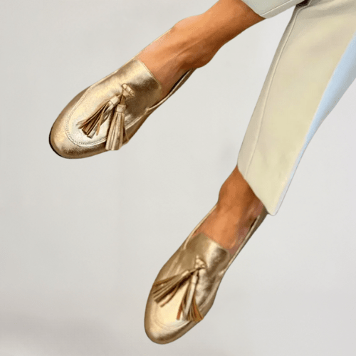 Vittoria | Women's Gold Slip-On Loafers-MODAUTLET