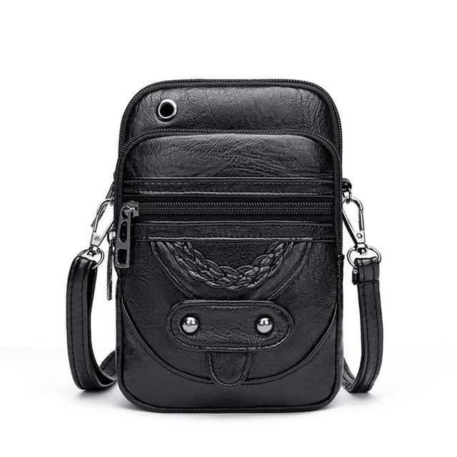 Vallana | Vintage Leather Crossbody Bag Black