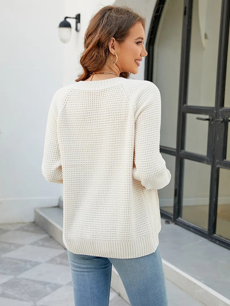 Waffle Cardigan - Cozy Knit Layer