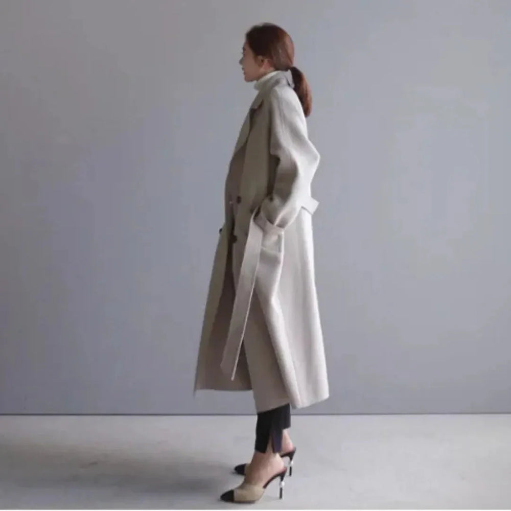 Waist-Cinching Mid-Length Wool Coat