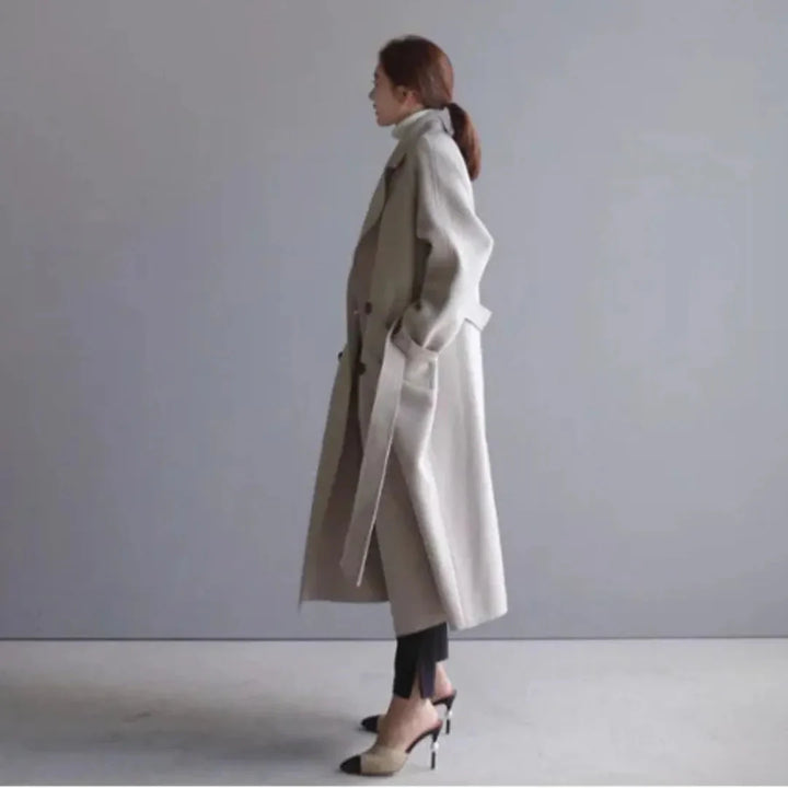 Waist-Cinching Mid-Length Wool Coat