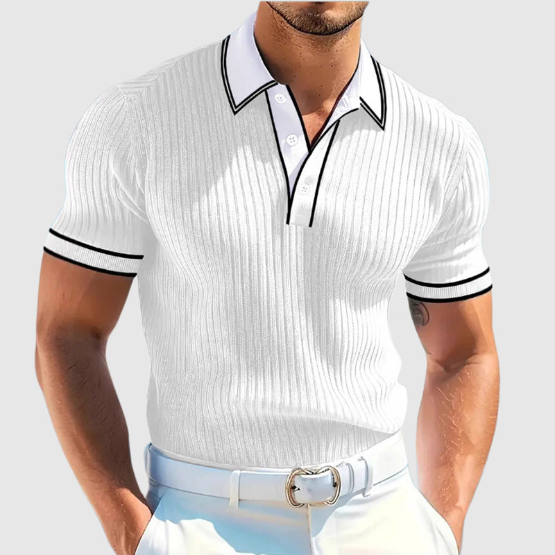 Walter | Men's Ribbed Contrast Trim Knit Polo-MODAUTLET