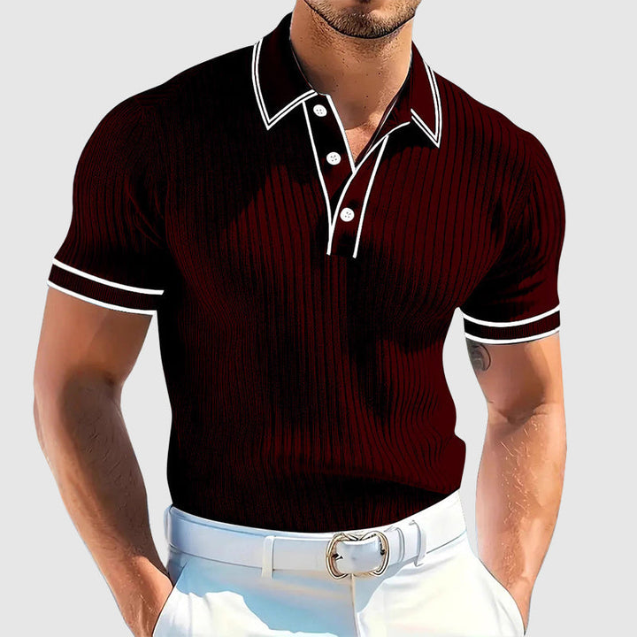 Walter | Men's Ribbed Contrast Trim Knit Polo-MODAUTLET