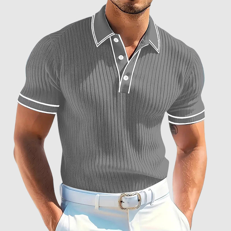 Walter | Men's Ribbed Contrast Trim Knit Polo-MODAUTLET