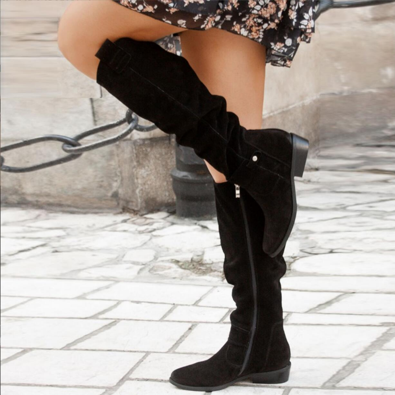Warm Leather Boots With Padded Insole And Non Slip Sole Black