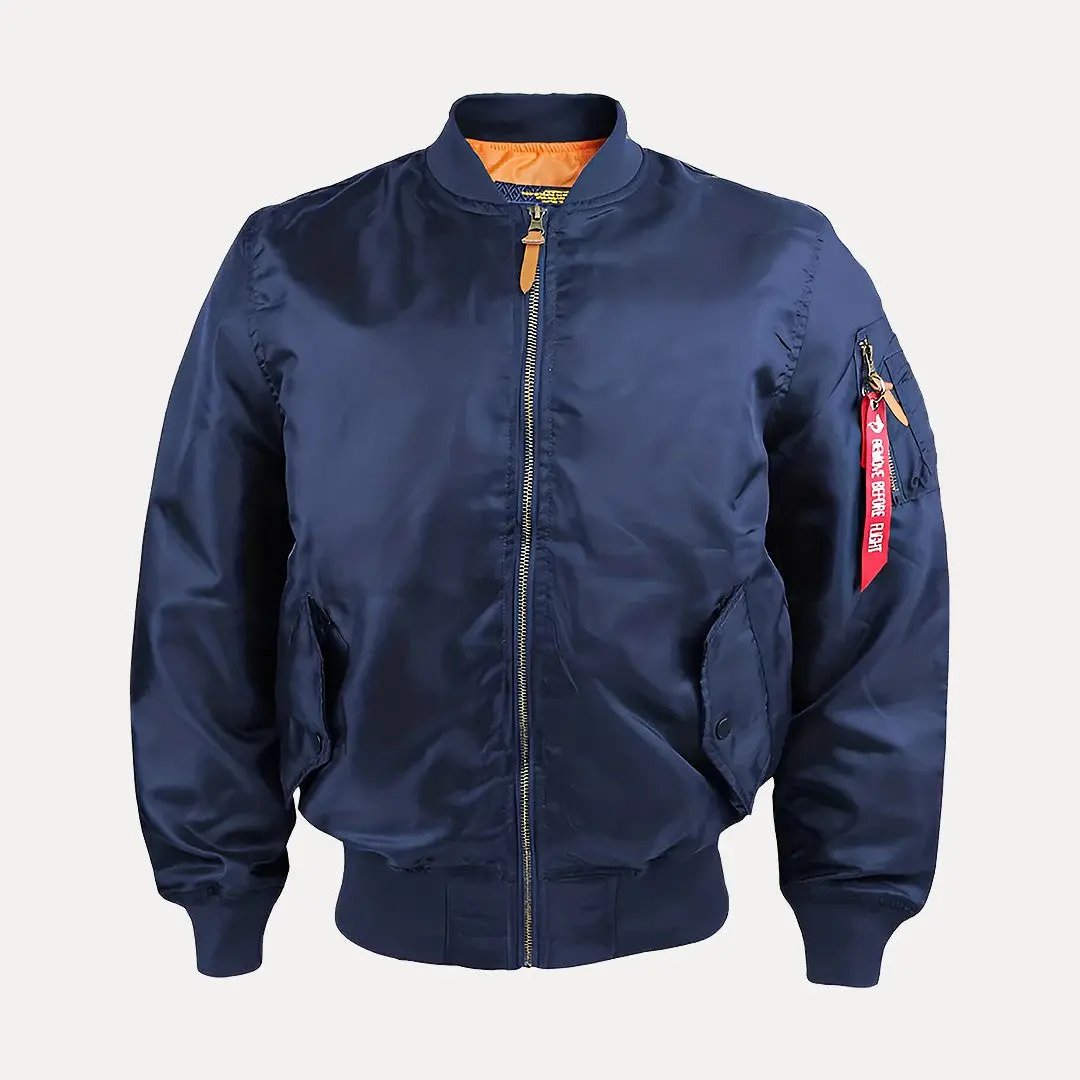 Water-Resistant Varsity Jacket for All-Weather Style Navy Blue