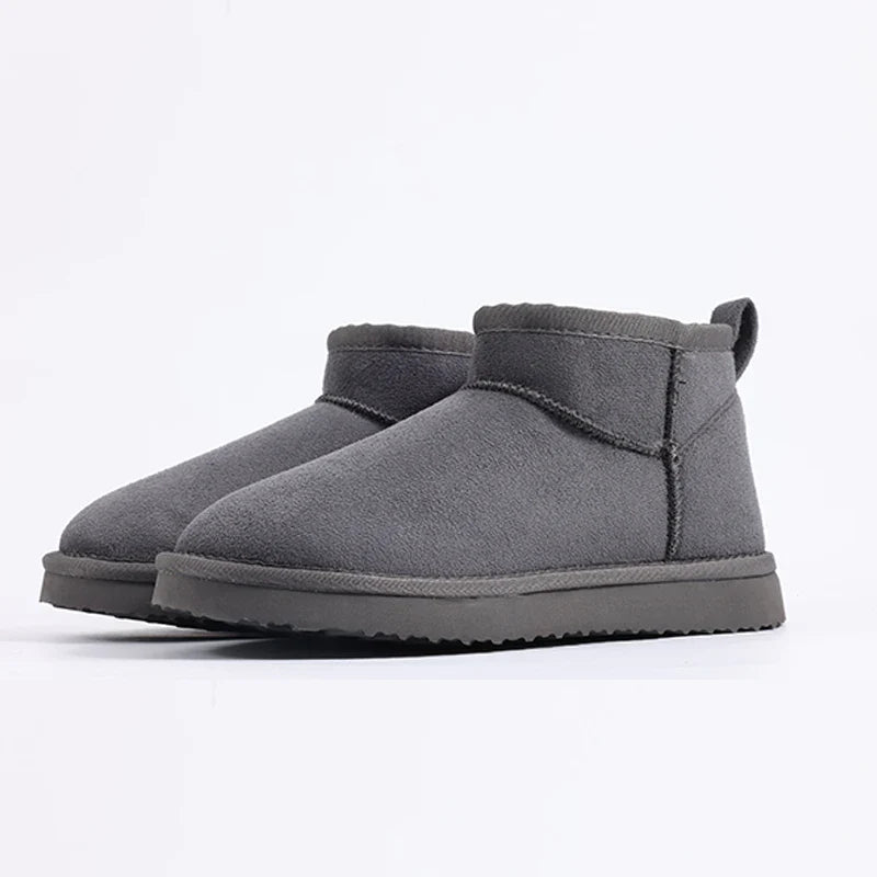 Waterproof Fuzzy Snow Boots For Women Winter Warmth Grey