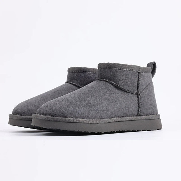 Waterproof Fuzzy Snow Boots For Women Winter Warmth Grey