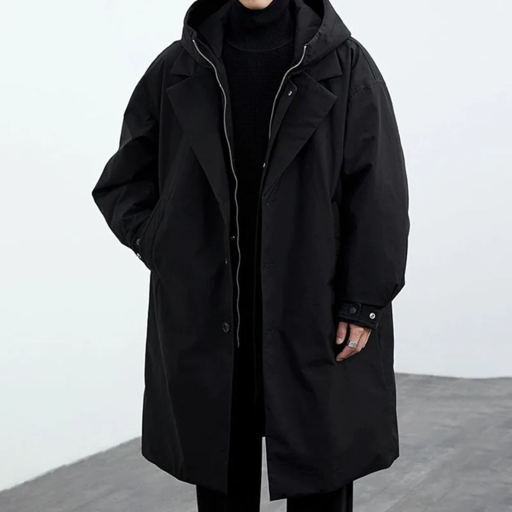 Waterproof Hooded Jacket with Pockets Black
