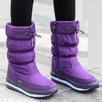 Women's Cozy Waterproof Mid-Calf Boots – Stylish Winter Footwear Purple
