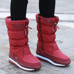 Women's Cozy Waterproof Mid-Calf Boots – Stylish Winter Footwear Red
