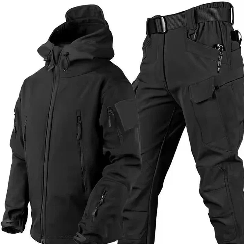 Waterproof Tactical Jacket and Cargo Pants Combo Black