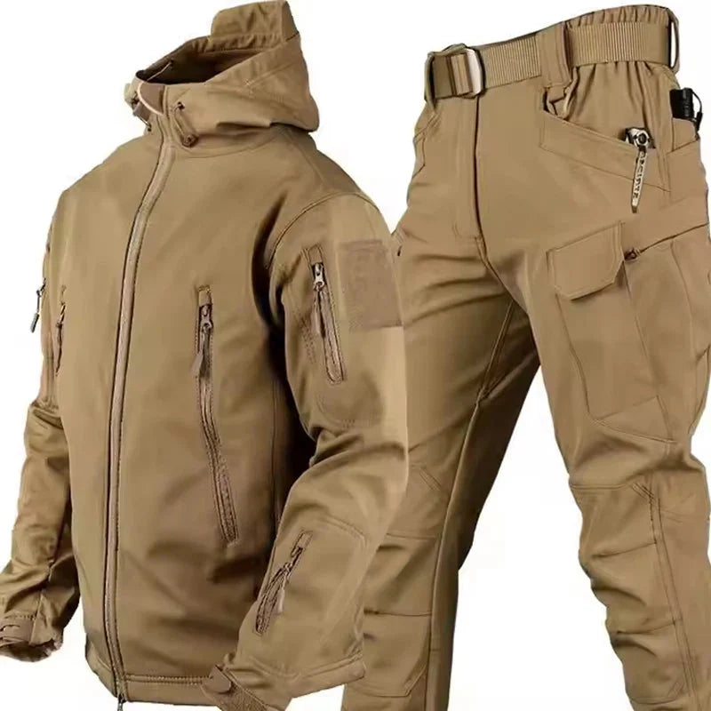 Waterproof Tactical Jacket and Cargo Pants Combo Khaki