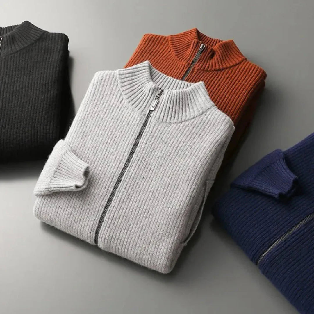 Full-Zip Wool Sweater for Ultimate Comfort