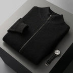 Full-Zip Wool Sweater for Ultimate Comfort Black
