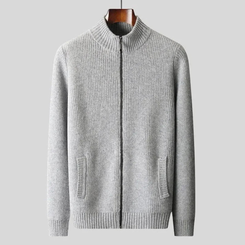 Full-Zip Wool Sweater for Ultimate Comfort