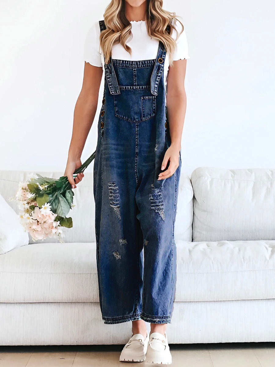 Riley | Løse, slitte denim-smekker for kvinner