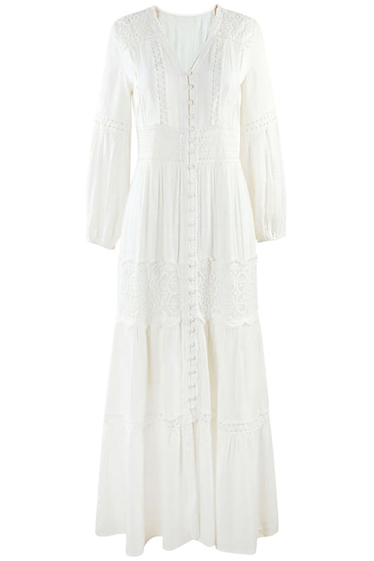 Robe maxi bohème en dentelle pour femmes, idéale pour les mariages