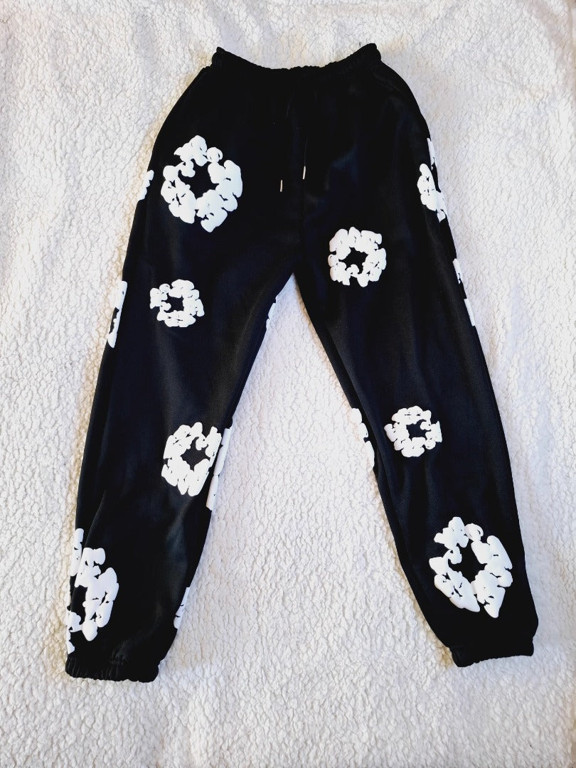 Printed Denim-Style Sweatpants – Unisex Casual Wear