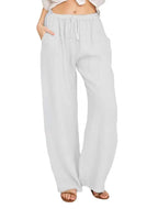 Women's Lightweight White Linen Pants White