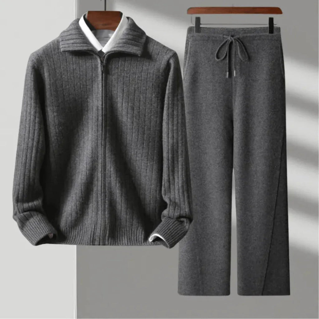 Merino Wool Sweater and Pants Set Gray