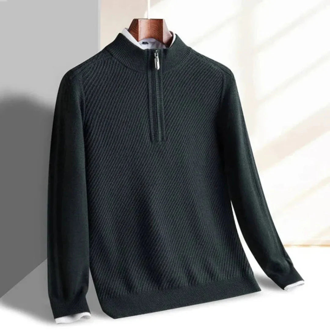 Half-Zip Knit Sweater for Men Black