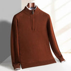 Half-Zip Knit Sweater for Men Brown