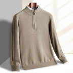 Half-Zip Knit Sweater for Men Khaki