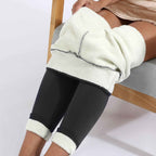 Winter Thermal Leggings Cropped Thick Warm High Waist Grey