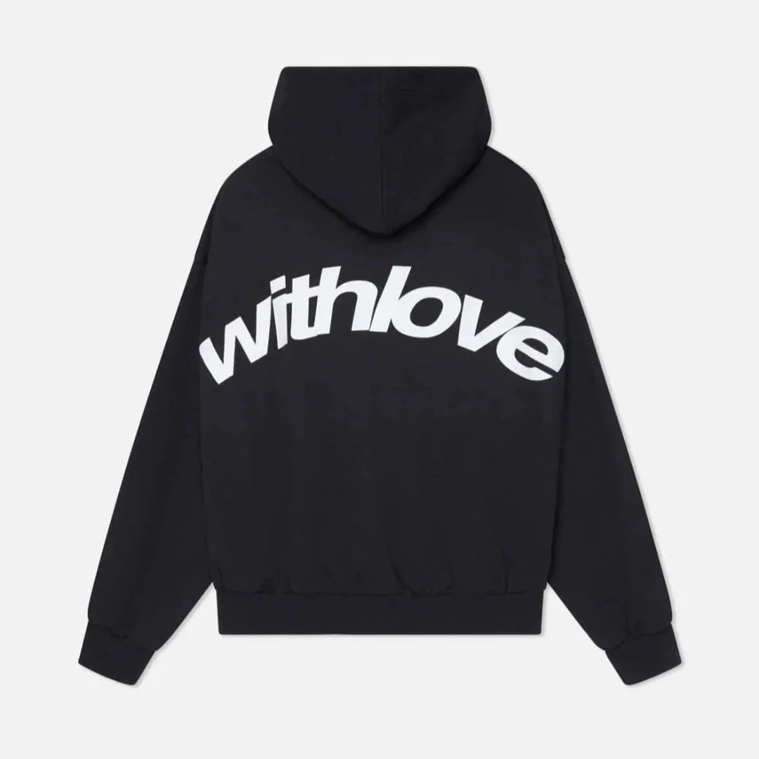 Statement Casual Hoodie with Love Black