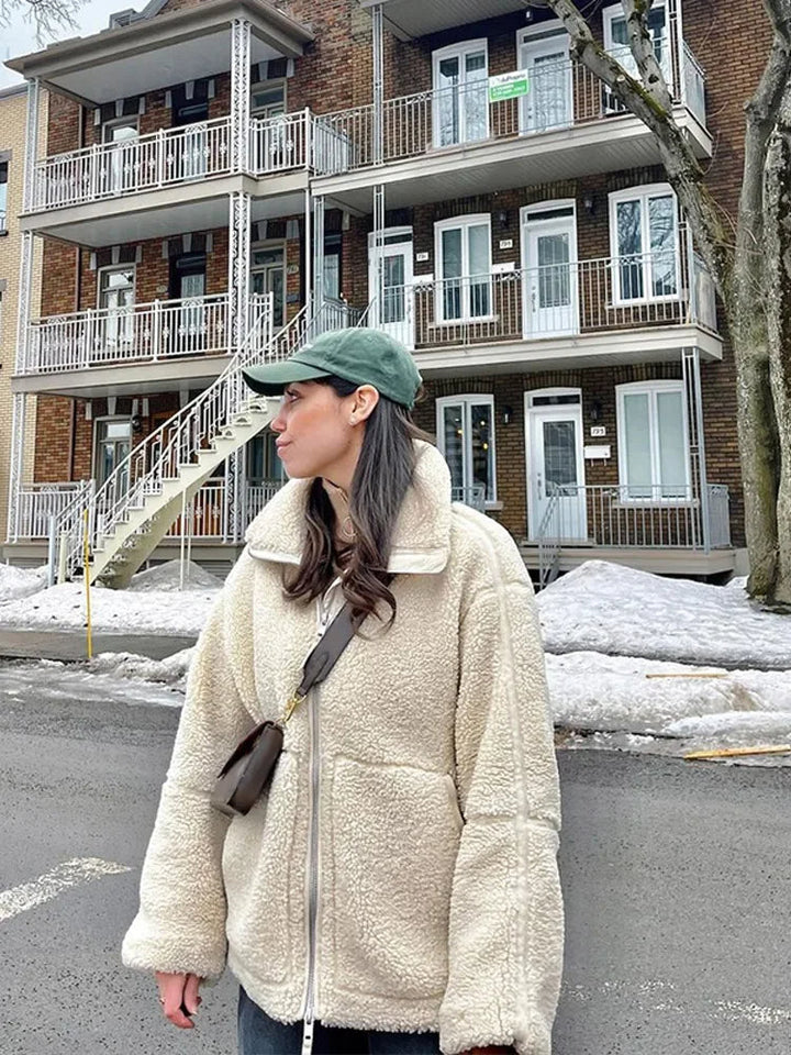 Women Cozy Teddy Fleece Jacket For Warm Comfort Winter