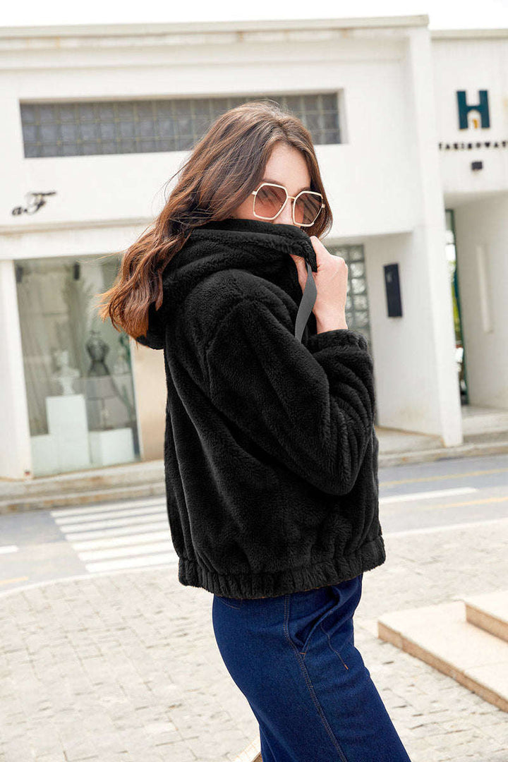 Women Eco Fur Hooded Jacket For Winter Warmth And Style