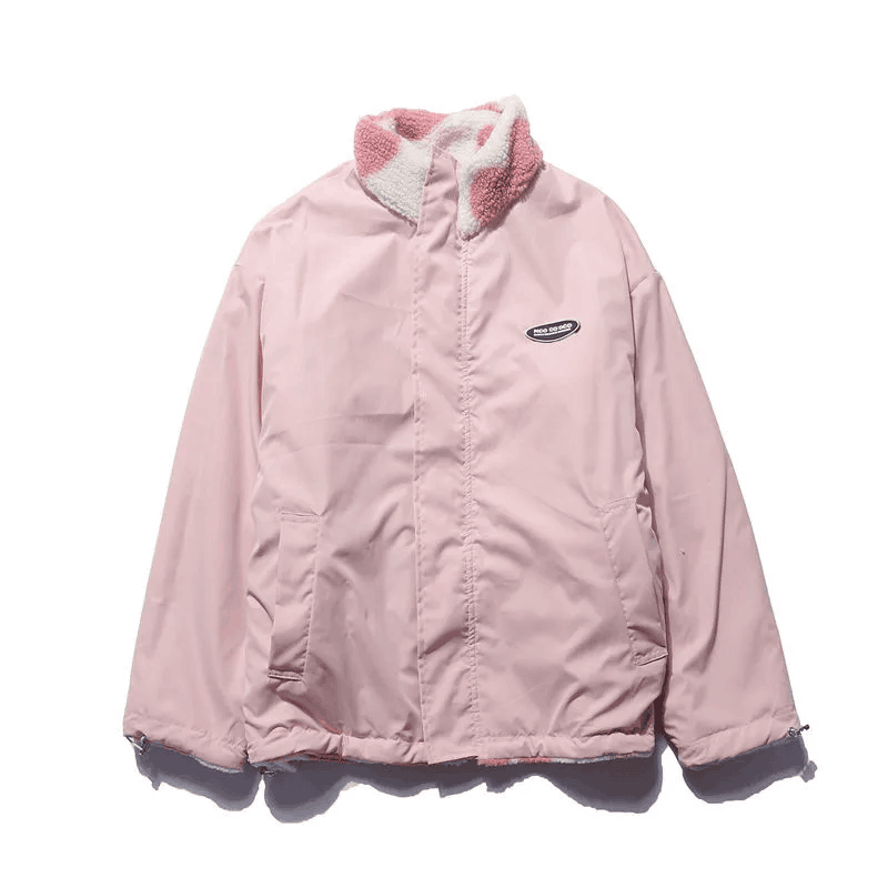 Women Fleece Jacket Heart Design Cozy Warm Winter Wear