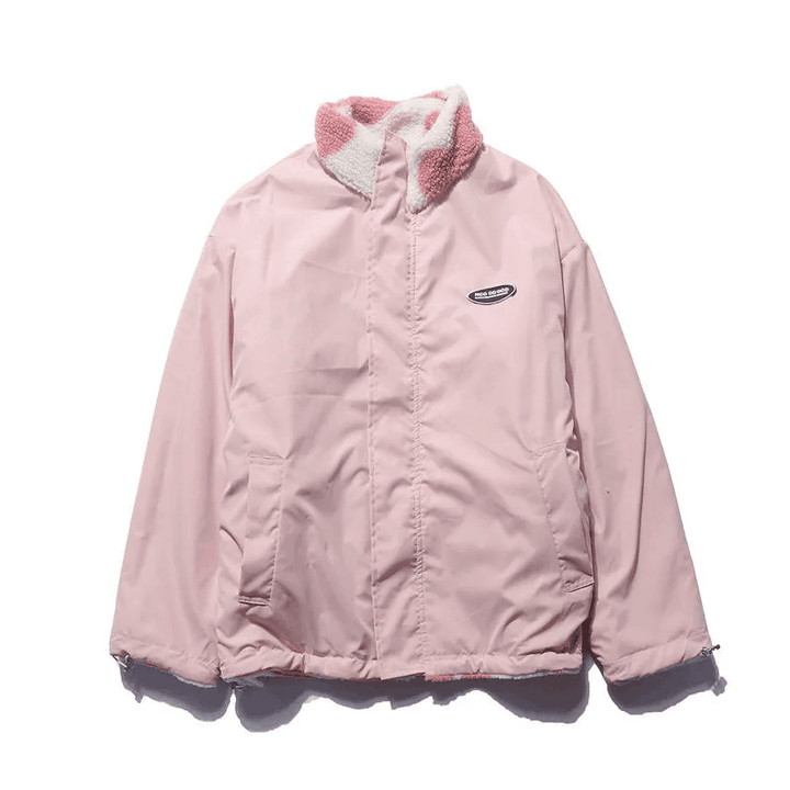 Women Fleece Jacket Heart Design Cozy Warm Winter Wear