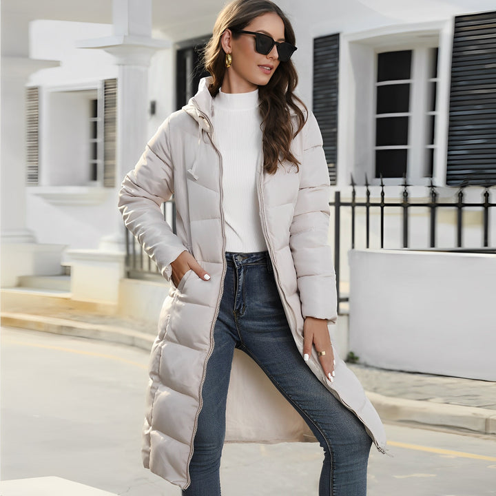 Women Slim Fit Cotton Padded Jacket Hooded Winter Coat Khaki