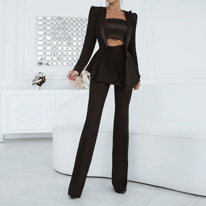 Women Two Piece Blazer Set Office Suit Jacket Trousers-MODAUTLET