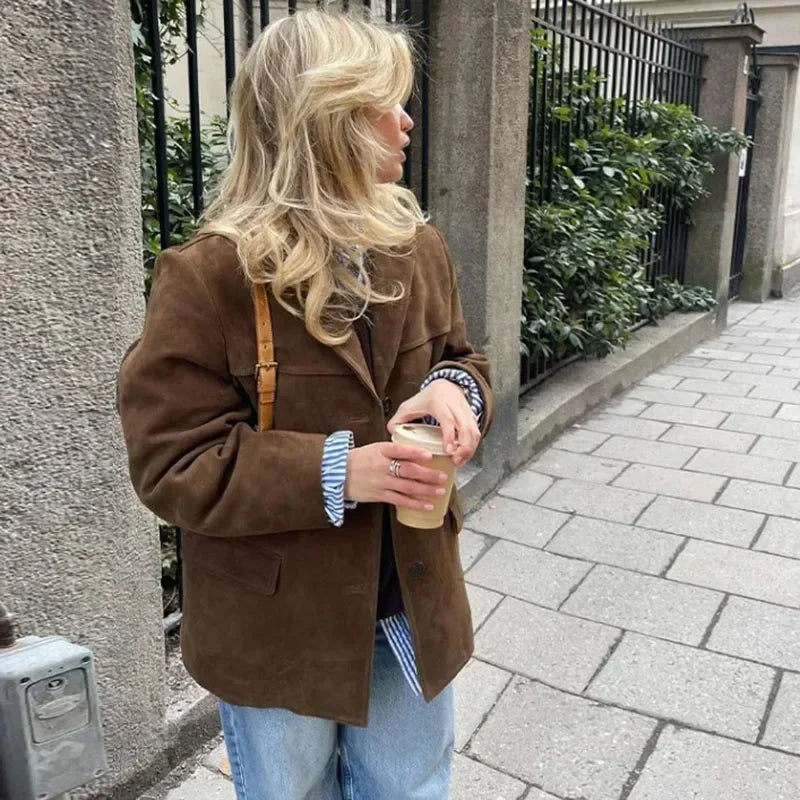 Women Velvet Vintage Jacket Elegant Classic Outerwear