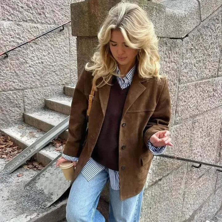 Women Velvet Vintage Jacket Elegant Classic Outerwear