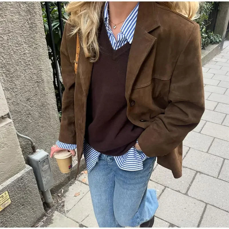 Women Velvet Vintage Jacket Elegant Classic Outerwear