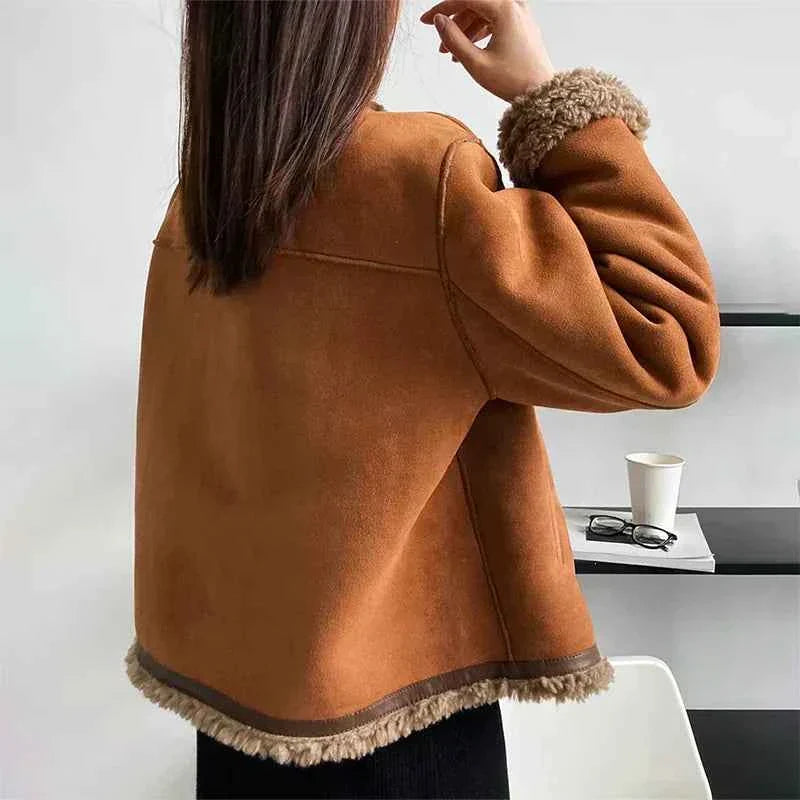 Women Winter Shearling Jacket Warm Luxury Insulated Coat