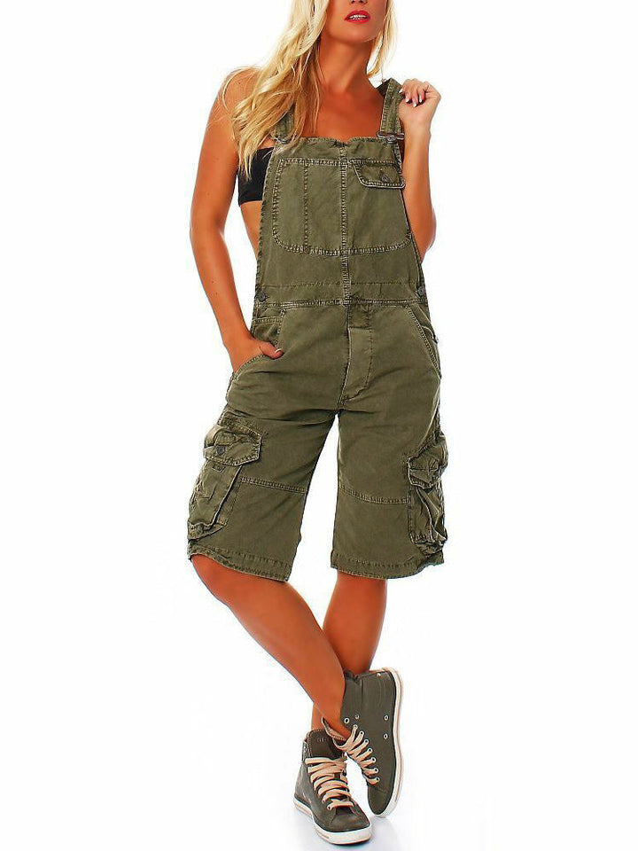Nora | Women's Denim Cargo Overall Shorts