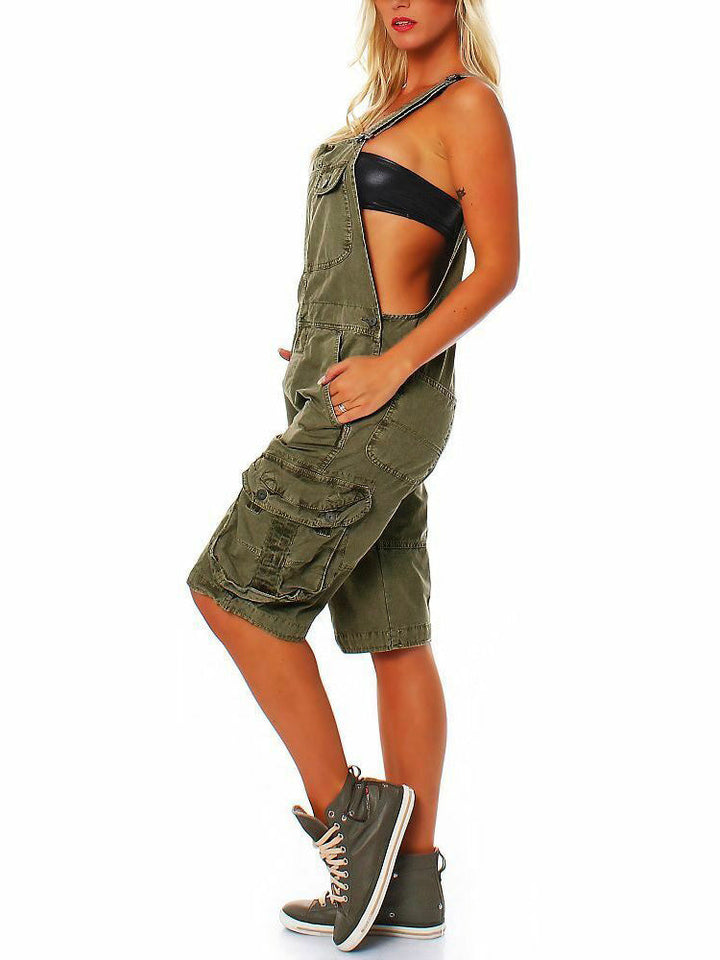Nora | Women's Denim Cargo Overall Shorts