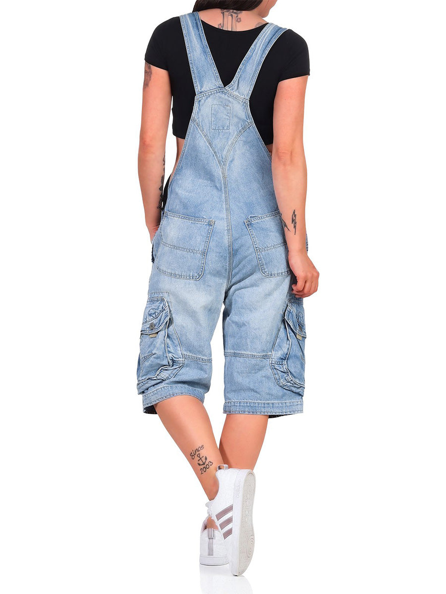 Nora | Women's Denim Cargo Overall Shorts