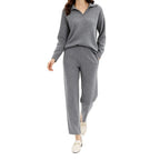 Cashmere-Blend Sweater and Pants Set for Women Gray One size