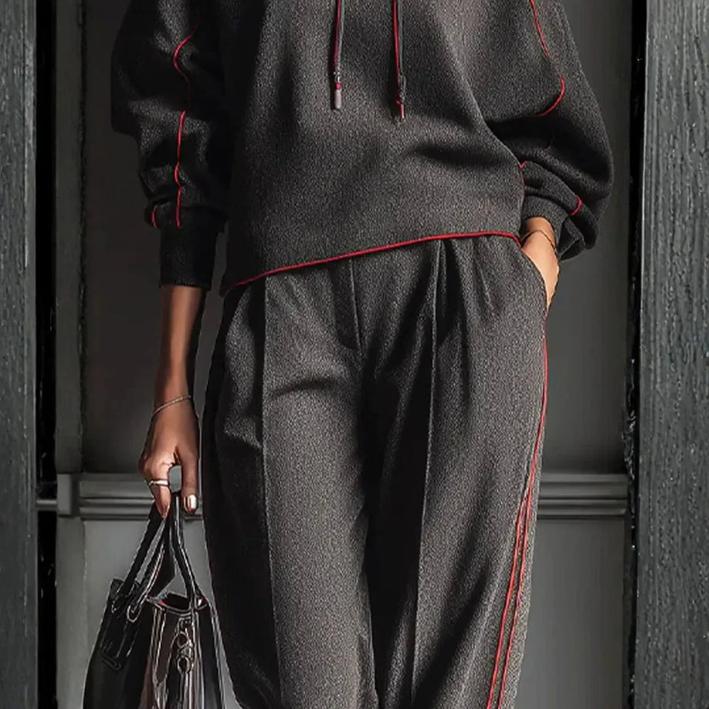 Women's Straight-Leg Pants with Contrast Piping-MODAUTLET