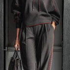 Women's Straight-Leg Pants with Contrast Piping