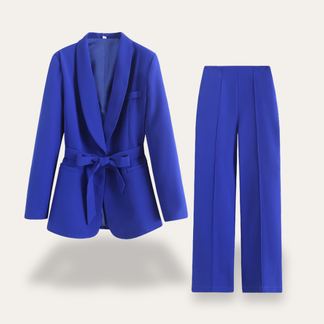 Hazel | Conjunto de Blazer com Cinto e Calças de Perna Larga para Mulher