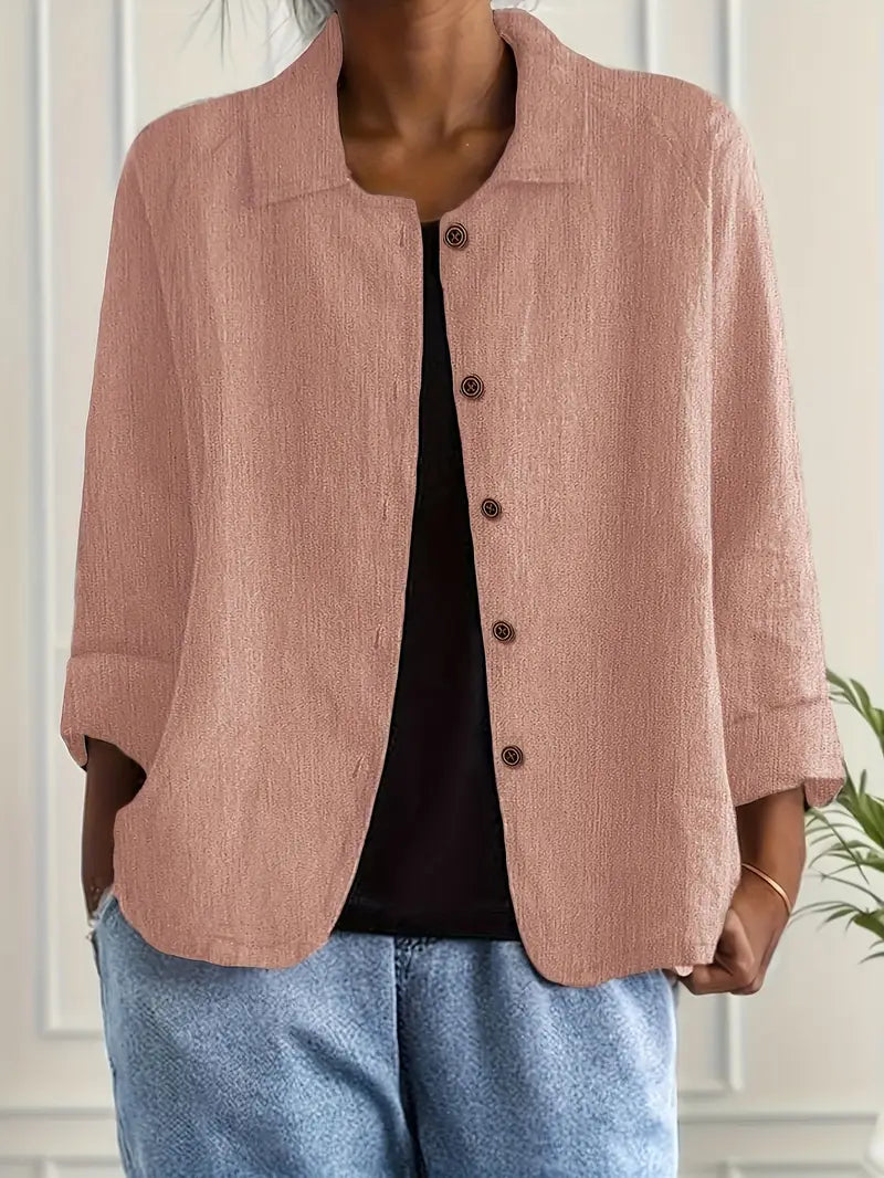 Womens Button Down Top - Maribeth Style Pink
