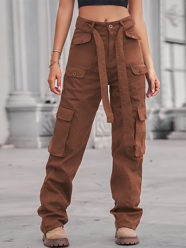 Women's Casual Denim Multi-Pocket Cargo Pants-MODAUTLET