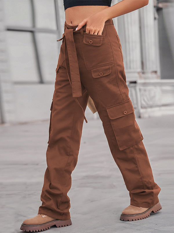 Women's Casual Denim Multi-Pocket Cargo Pants-MODAUTLET